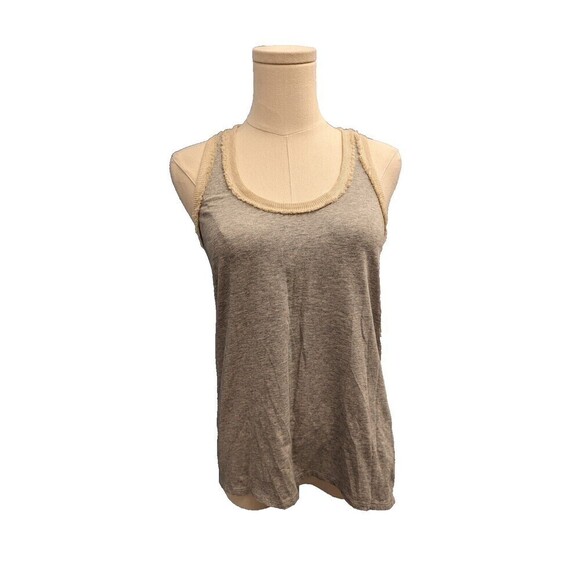 Tibi Netted Trim Back Heathered‎ Gray Cotton Blend Tank Top XS - Picture 1 of 9